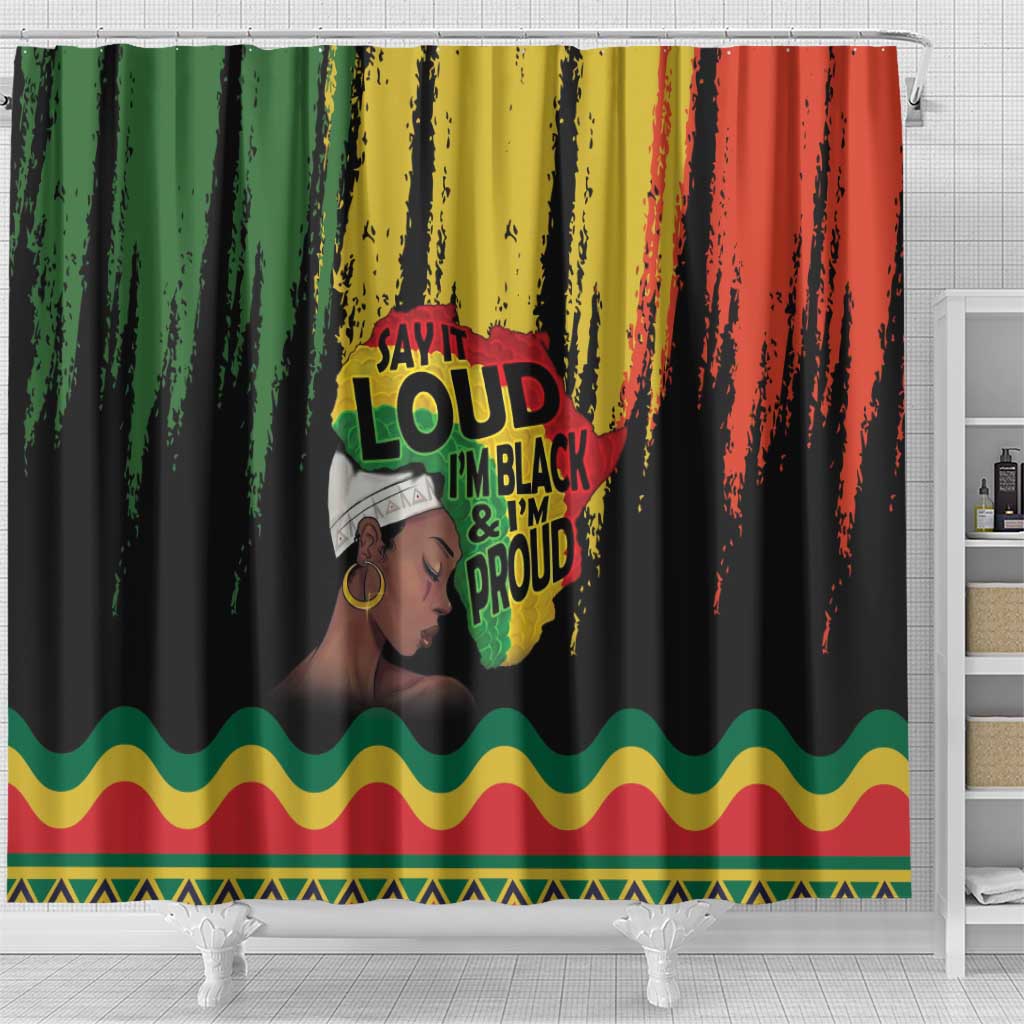 Black History Dreadlocks Map Shower Curtain Say It Loud I’m Black and I’m Proud - Wonder Print Shop