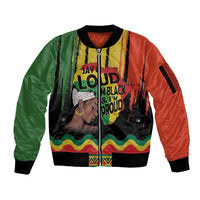 Black History Dreadlocks Map Sleeve Zip Bomber Jacket Say It Loud I’m Black and I’m Proud - Wonder Print Shop