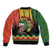 Black History Dreadlocks Map Sleeve Zip Bomber Jacket Say It Loud I’m Black and I’m Proud - Wonder Print Shop