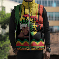 Black History Dreadlocks Map Sleeveless Puffer Jacket Say It Loud I’m Black and I’m Proud - Wonder Print Shop