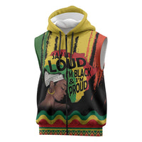 Black History Dreadlocks Map Sleeveless Zip Hoodie Say It Loud I’m Black and I’m Proud - Wonder Print Shop