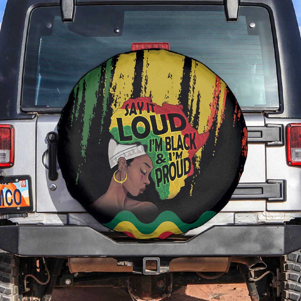 Black History Dreadlocks Map Spare Tire Cover Say It Loud I’m Black and I’m Proud - Wonder Print Shop