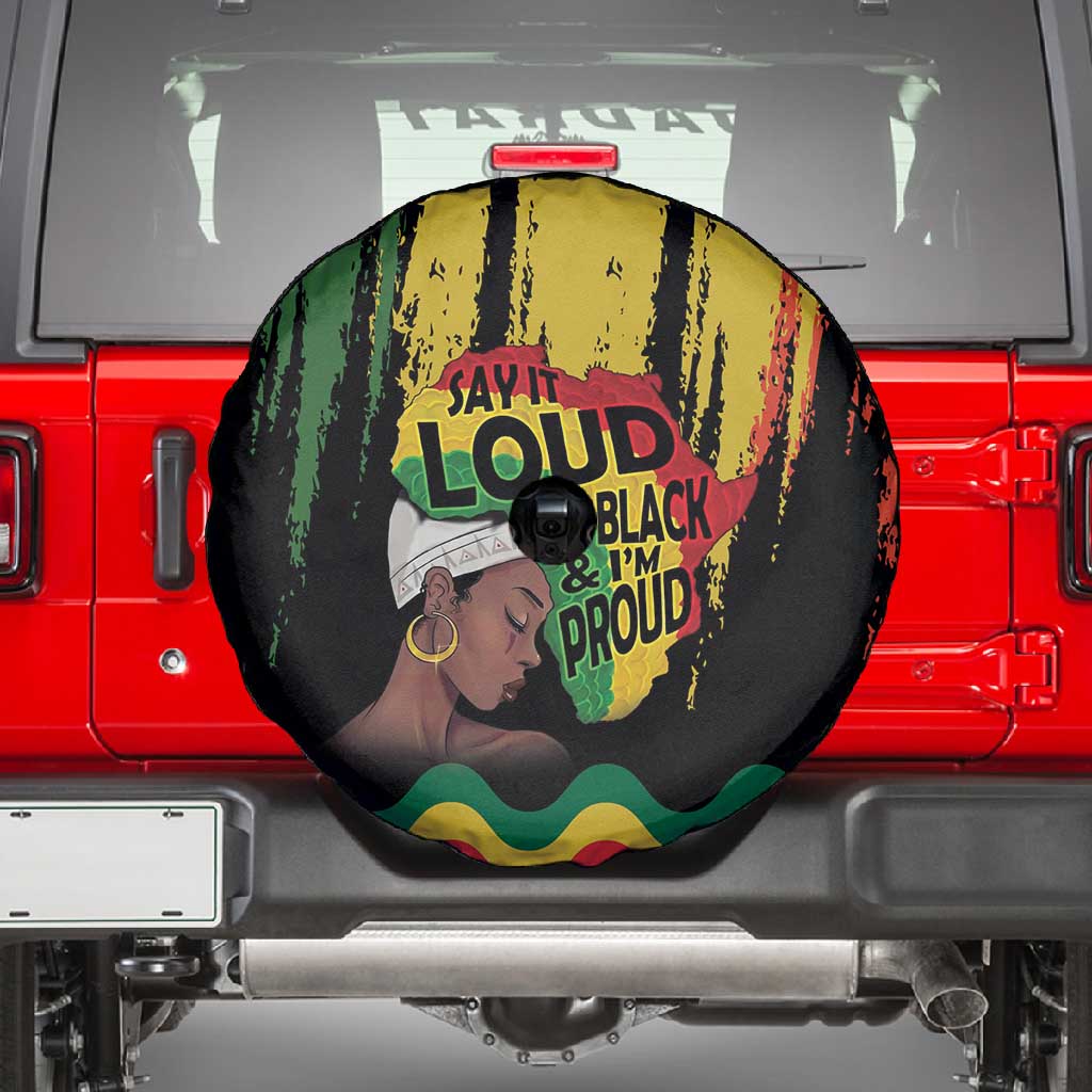 Black History Dreadlocks Map Spare Tire Cover Say It Loud I’m Black and I’m Proud - Wonder Print Shop