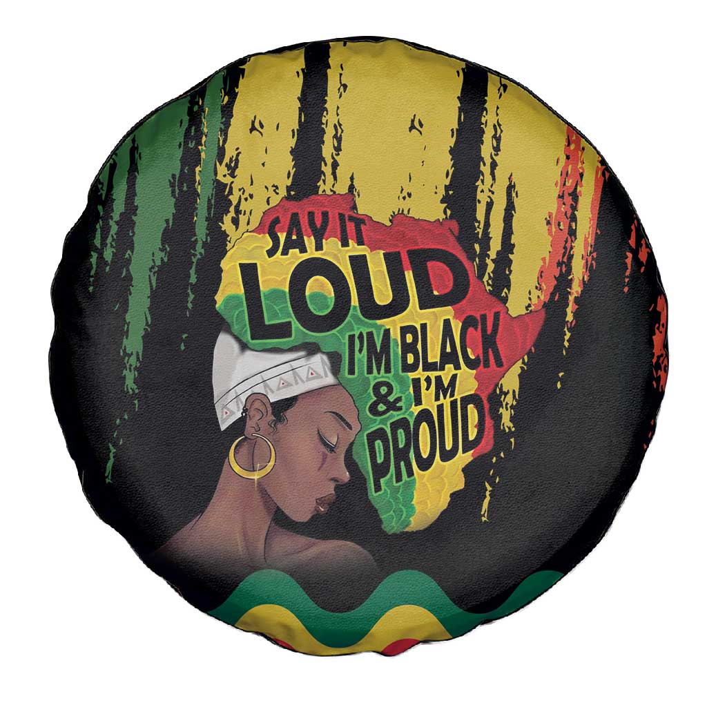 Black History Dreadlocks Map Spare Tire Cover Say It Loud I’m Black and I’m Proud - Wonder Print Shop