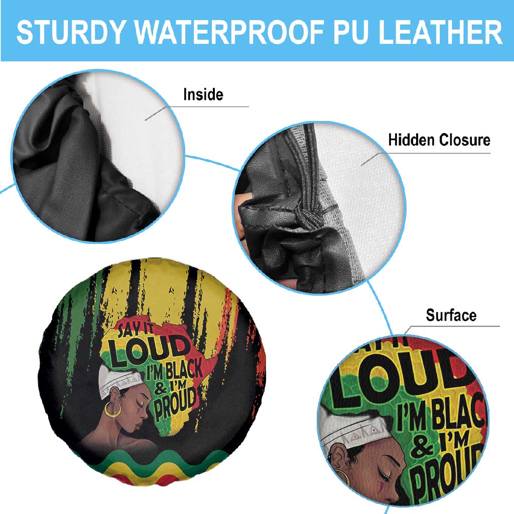 Black History Dreadlocks Map Spare Tire Cover Say It Loud I’m Black and I’m Proud - Wonder Print Shop