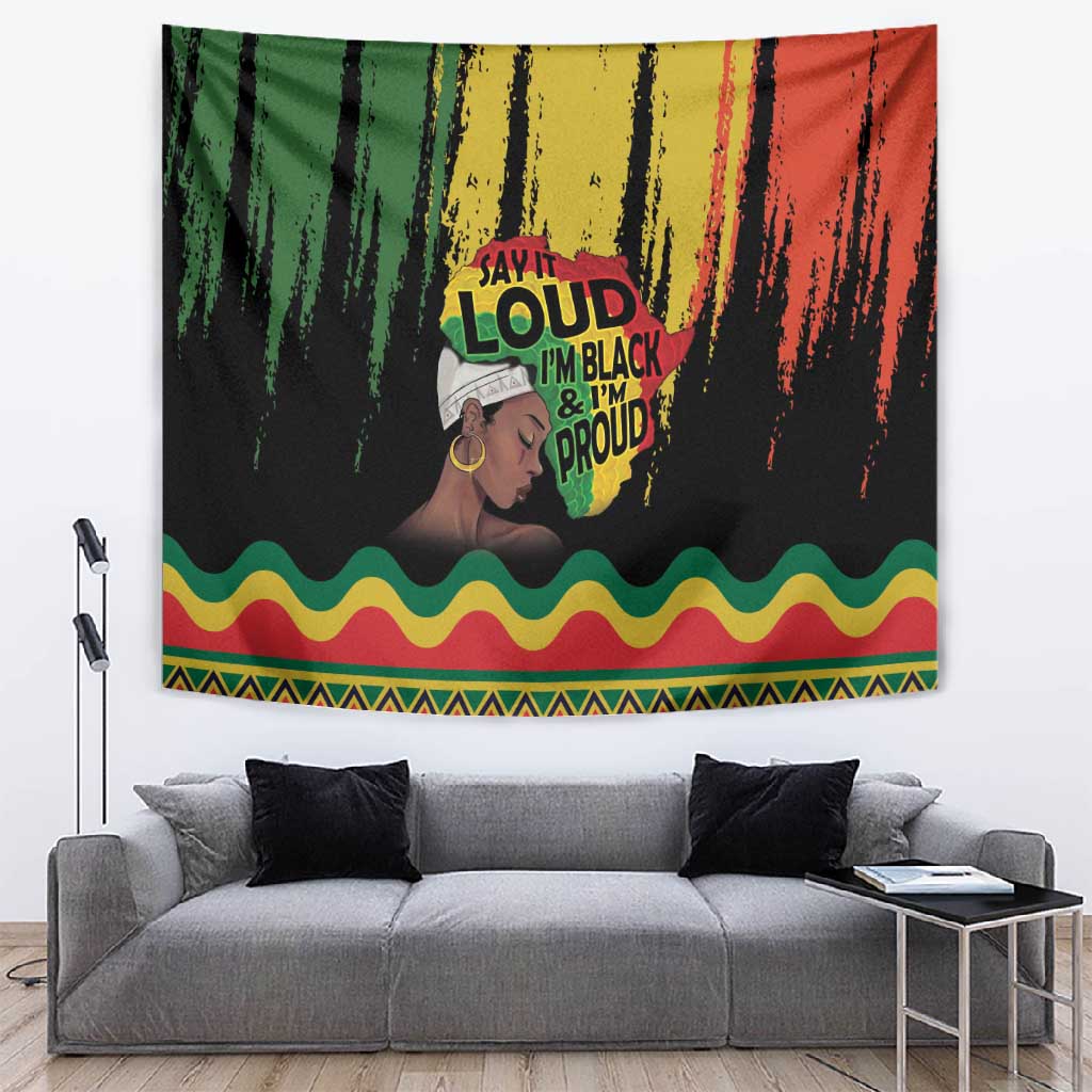 Black History Dreadlocks Map Tapestry Say It Loud I’m Black and I’m Proud - Wonder Print Shop