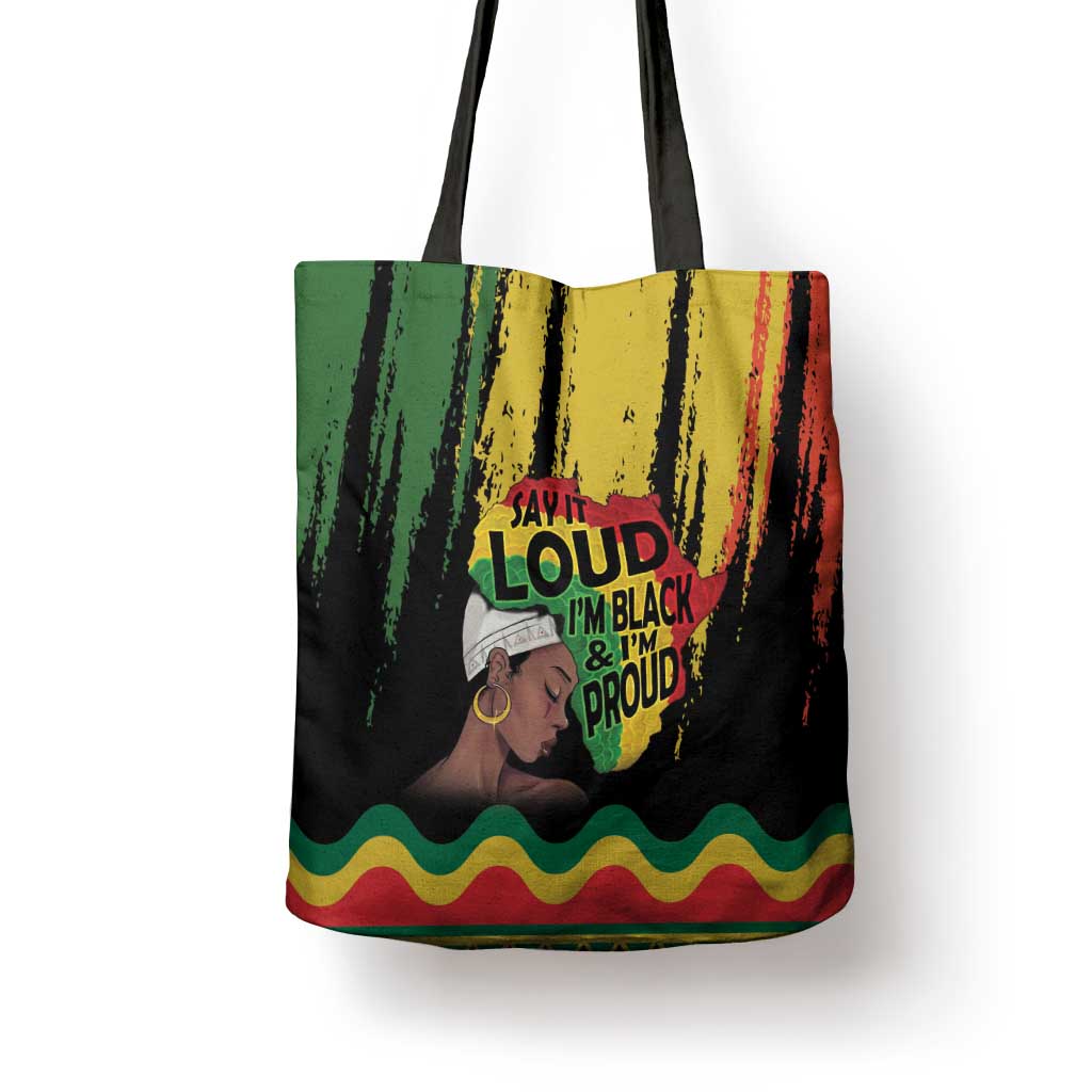 Black History Dreadlocks Map Tote Bag Say It Loud I’m Black and I’m Proud - Wonder Print Shop