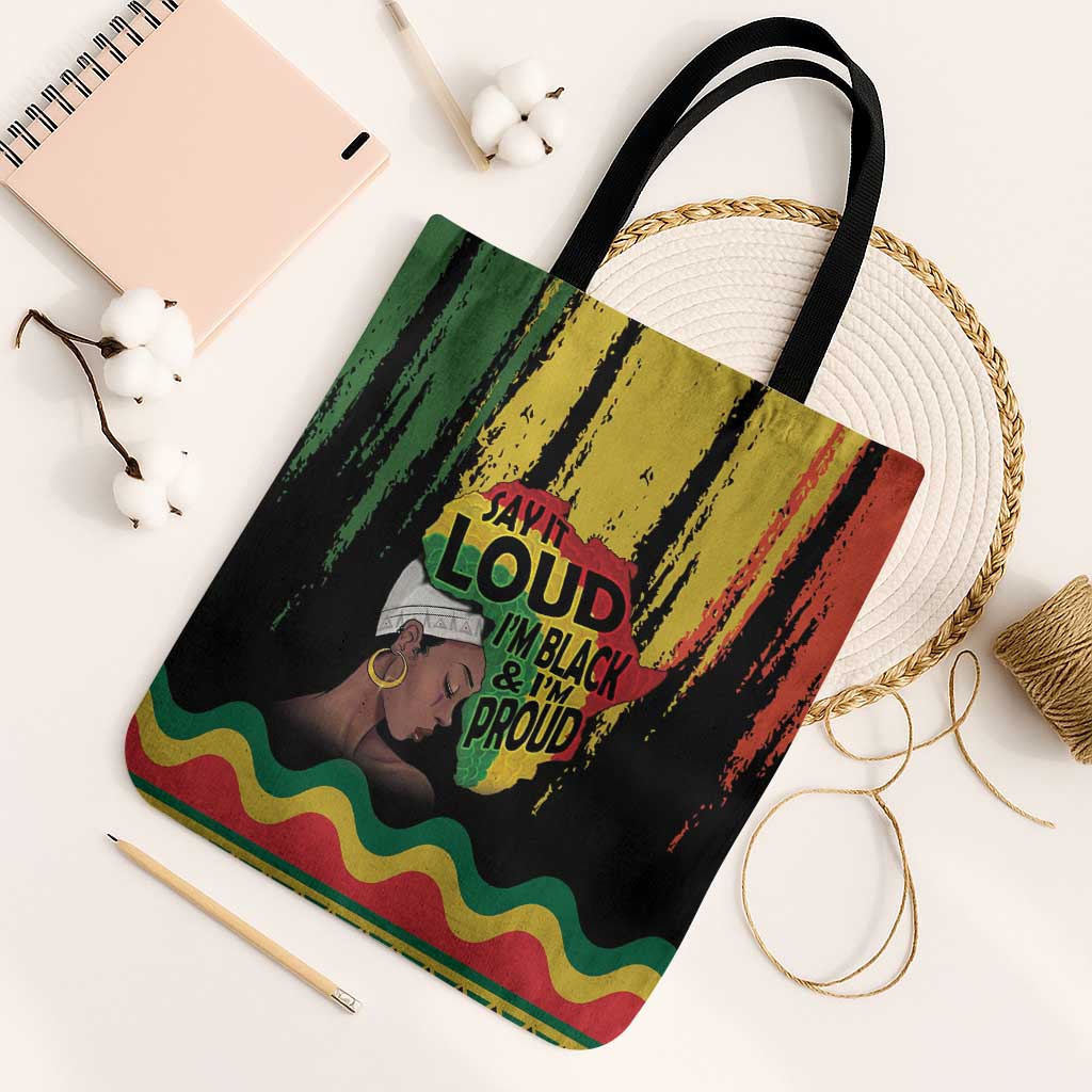 Black History Dreadlocks Map Tote Bag Say It Loud I’m Black and I’m Proud - Wonder Print Shop