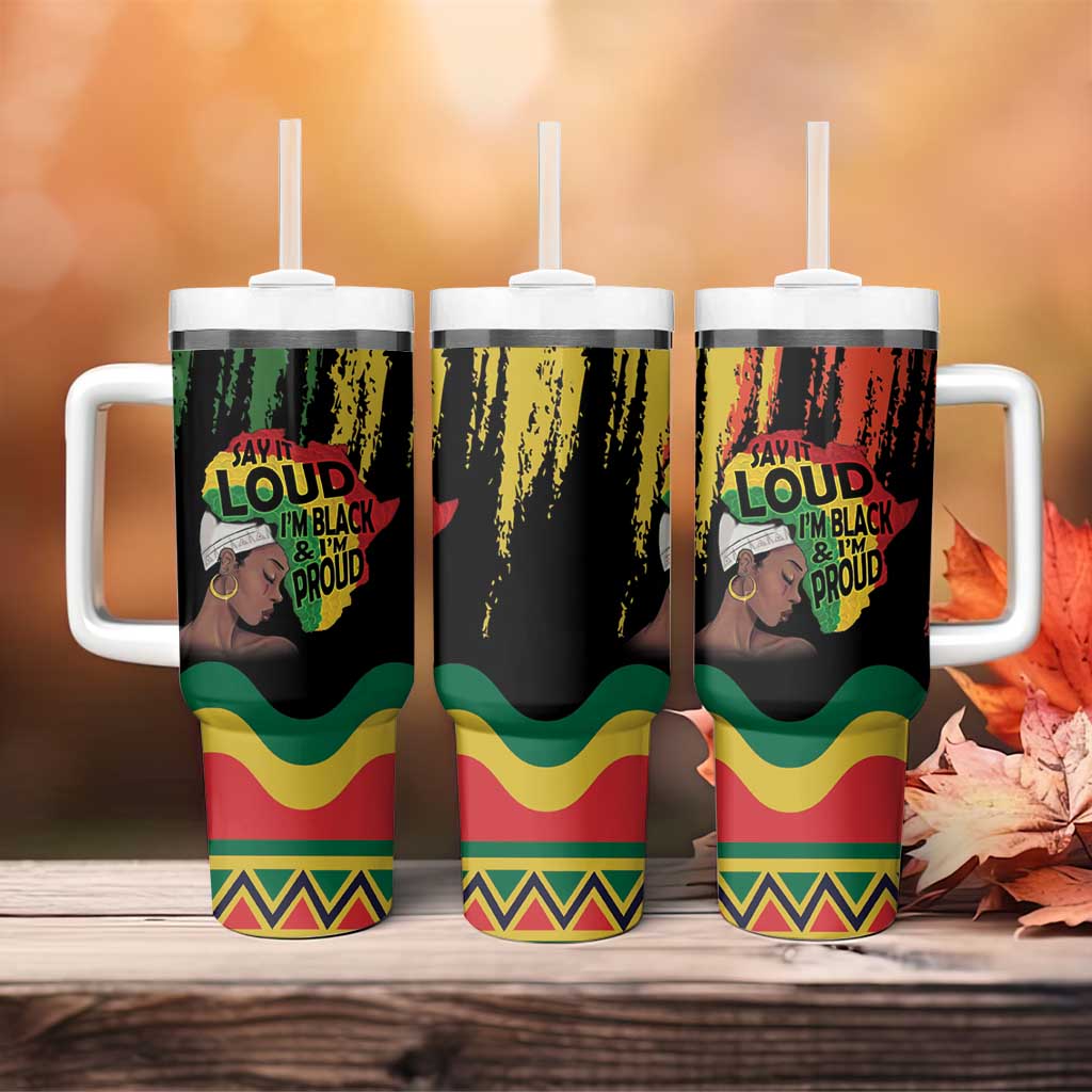 Black History Dreadlocks Map Tumbler With Handle Say It Loud I’m Black and I’m Proud - Wonder Print Shop
