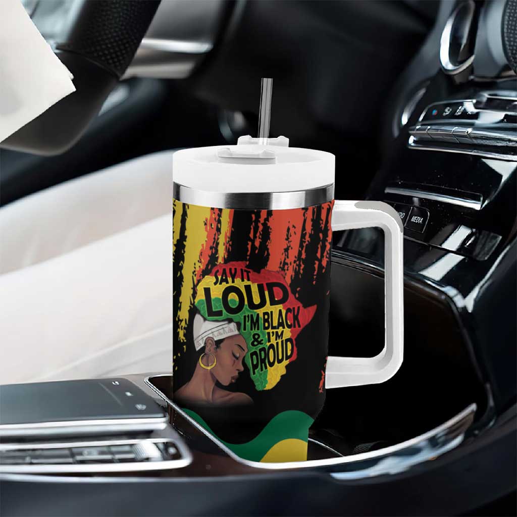 Black History Dreadlocks Map Tumbler With Handle Say It Loud I’m Black and I’m Proud - Wonder Print Shop