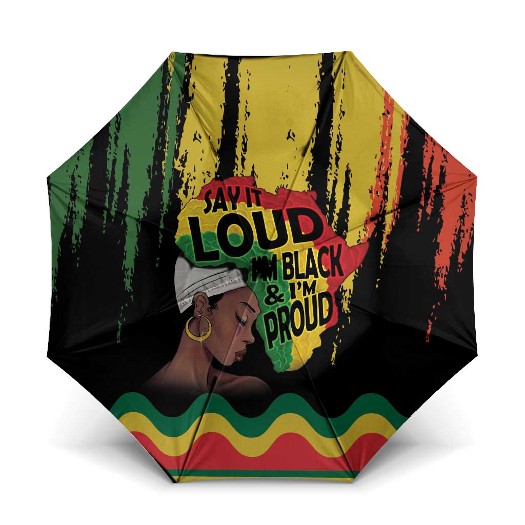Black History Dreadlocks Map Umbrella Say It Loud I’m Black and I’m Proud - Wonder Print Shop