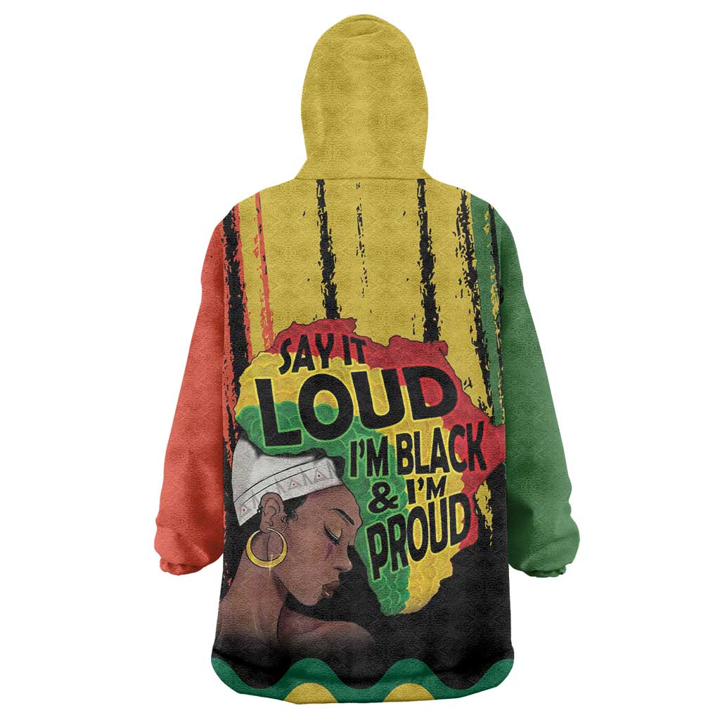 Black History Dreadlocks Map Wearable Blanket Hoodie Say It Loud I’m Black and I’m Proud - Wonder Print Shop