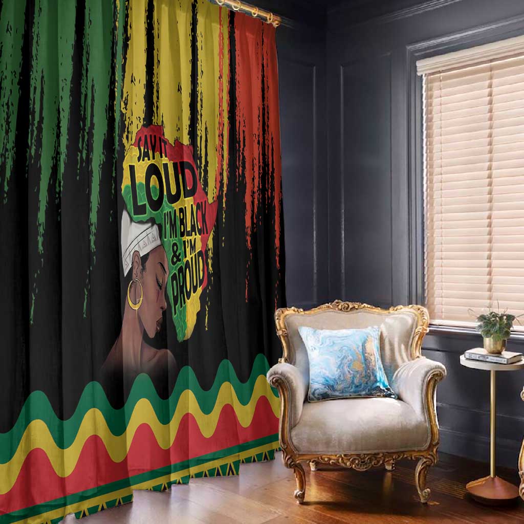 Black History Dreadlocks Map Window Curtain Say It Loud I’m Black and I’m Proud - Wonder Print Shop