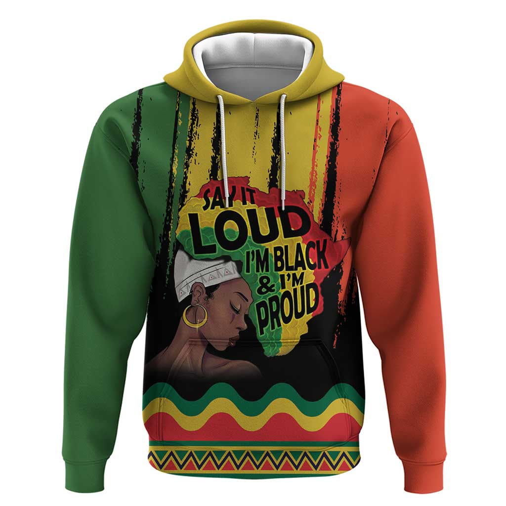 Black History Dreadlocks Map Zip Hoodie Say It Loud I’m Black and I’m Proud - Wonder Print Shop