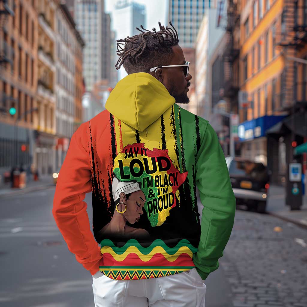 Black History Dreadlocks Map Zip Hoodie Say It Loud I’m Black and I’m Proud - Wonder Print Shop