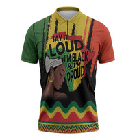 Black History Dreadlocks Map Zipper Polo Shirt Say It Loud I’m Black and I’m Proud - Wonder Print Shop