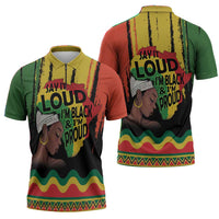 Black History Dreadlocks Map Zipper Polo Shirt Say It Loud I’m Black and I’m Proud - Wonder Print Shop