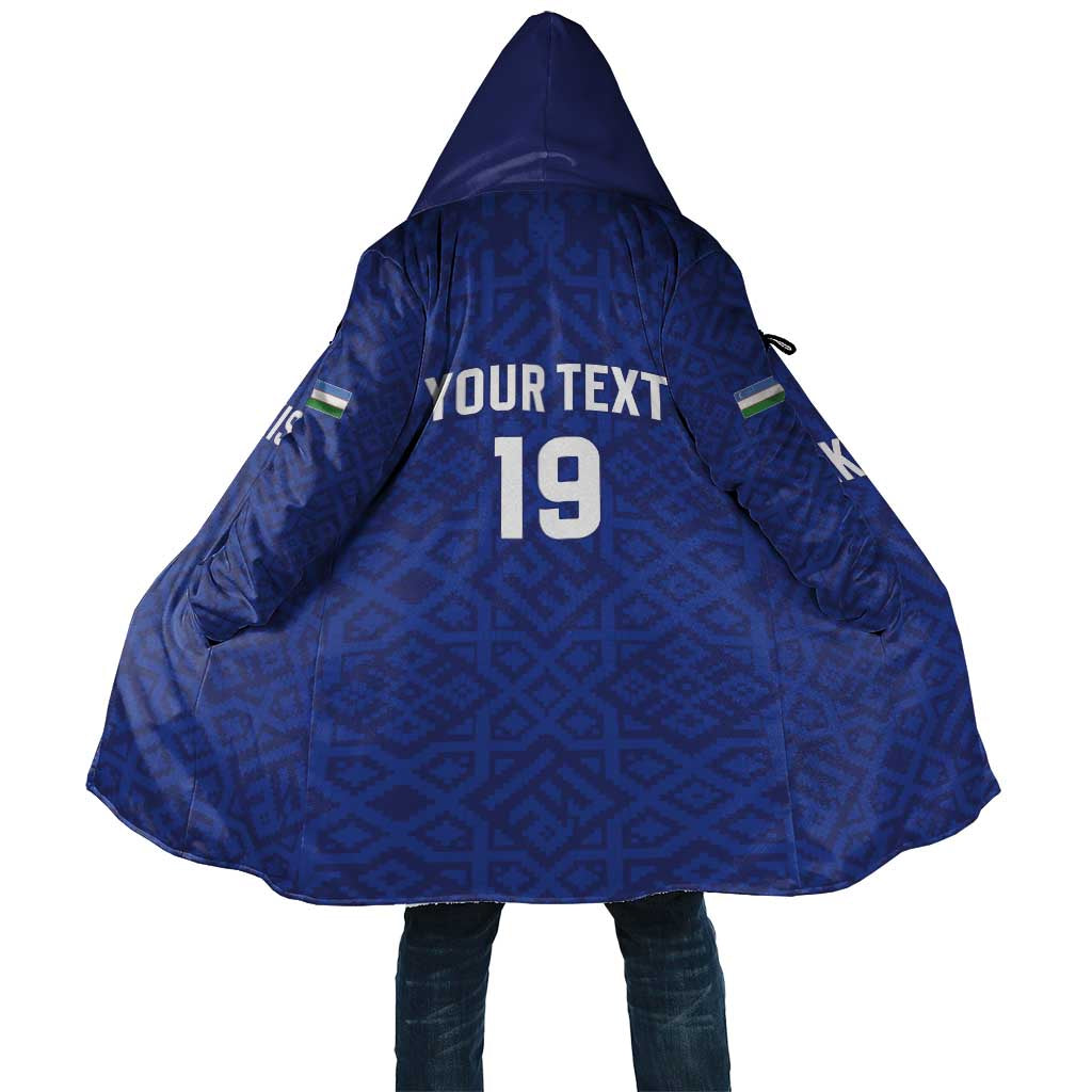 Custom World Football 2026 Uzbekistan Cloak Samarkand Blue Heritage Pattern - Wonder Print Shop