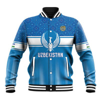 Custom World Football 2026 Uzbekistan Baseball Jacket Uzbek Ikat Pattern with Humo Bird - Wonder Print Shop