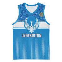 Custom World Football 2026 Uzbekistan Basketball Jersey Uzbek Ikat Pattern with Humo Bird - undefined