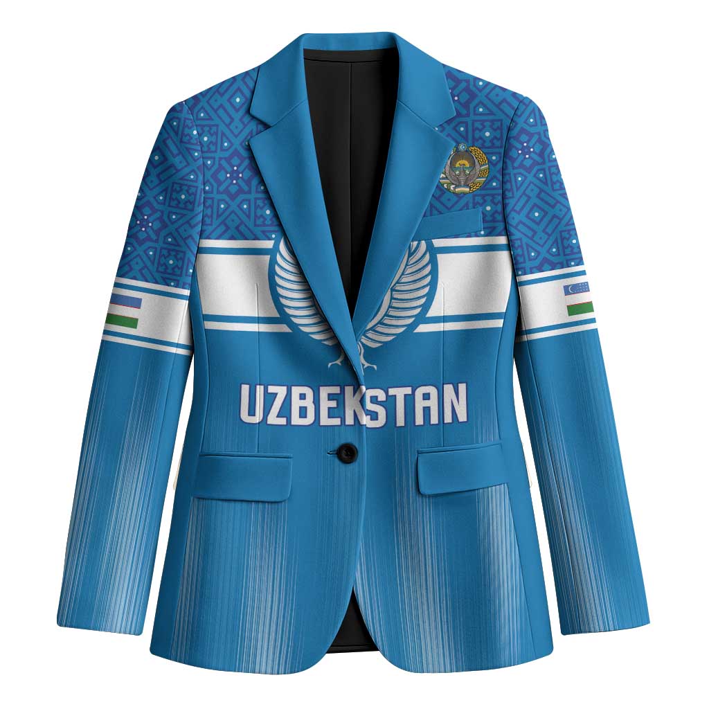 Custom World Football 2026 Uzbekistan Blazer Uzbek Ikat Pattern with Humo Bird - Wonder Print Shop