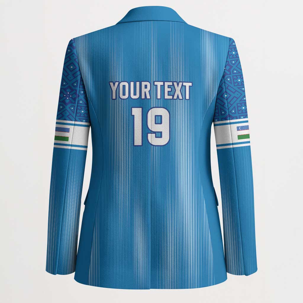 Custom World Football 2026 Uzbekistan Blazer Uzbek Ikat Pattern with Humo Bird - Wonder Print Shop