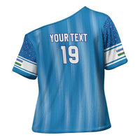 Custom World Football 2026 Uzbekistan Cross Shoulder Shirt Uzbek Ikat Pattern with Humo Bird - undefined