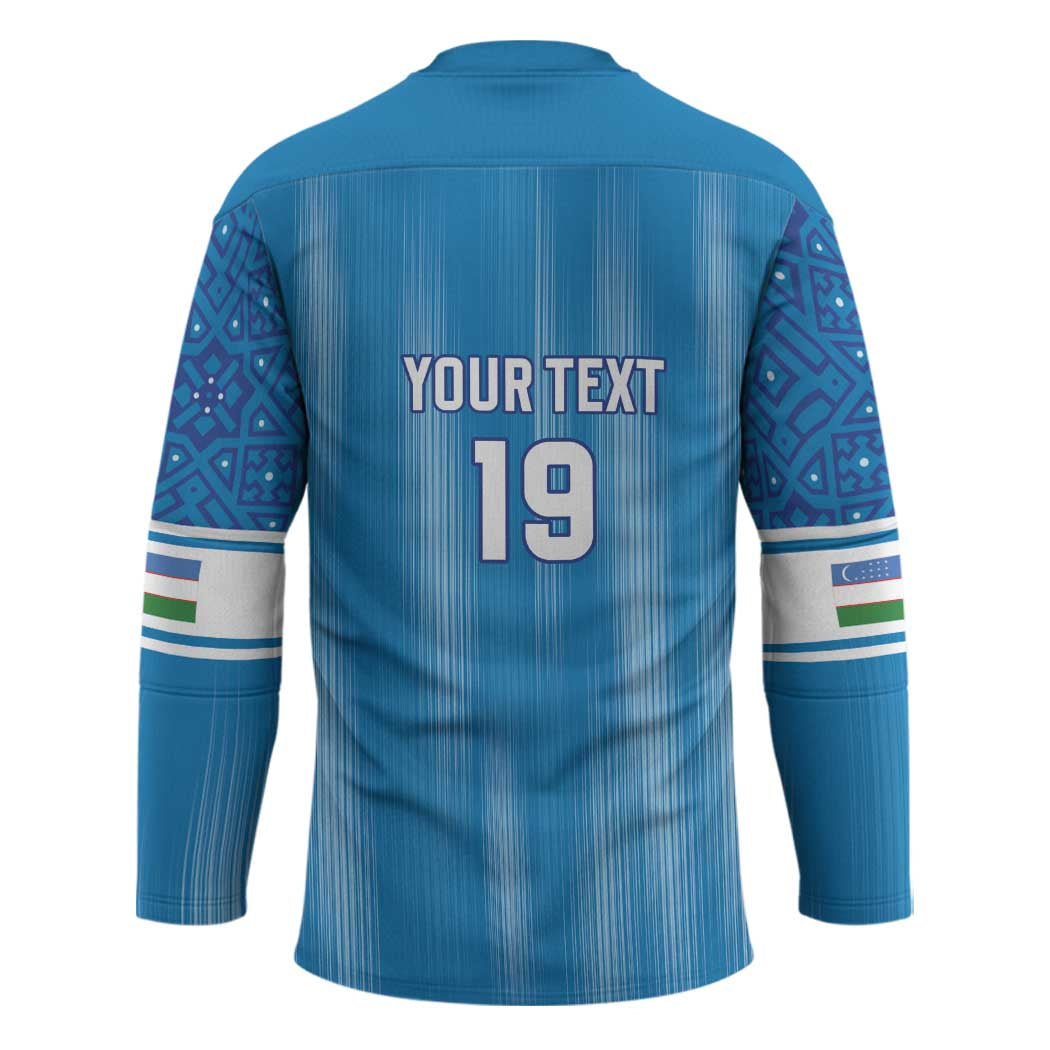 Custom World Football 2026 Uzbekistan Hockey Jersey Uzbek Ikat Pattern with Humo Bird - Wonder Print Shop