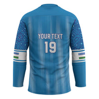 Custom World Football 2026 Uzbekistan Hockey Jersey Uzbek Ikat Pattern with Humo Bird - Wonder Print Shop