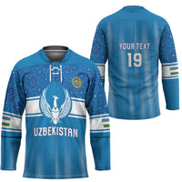 Custom World Football 2026 Uzbekistan Hockey Jersey Uzbek Ikat Pattern with Humo Bird - Wonder Print Shop