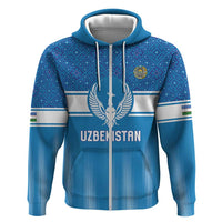 Custom World Football 2026 Uzbekistan Hoodie Uzbek Ikat Pattern with Humo Bird - Wonder Print Shop