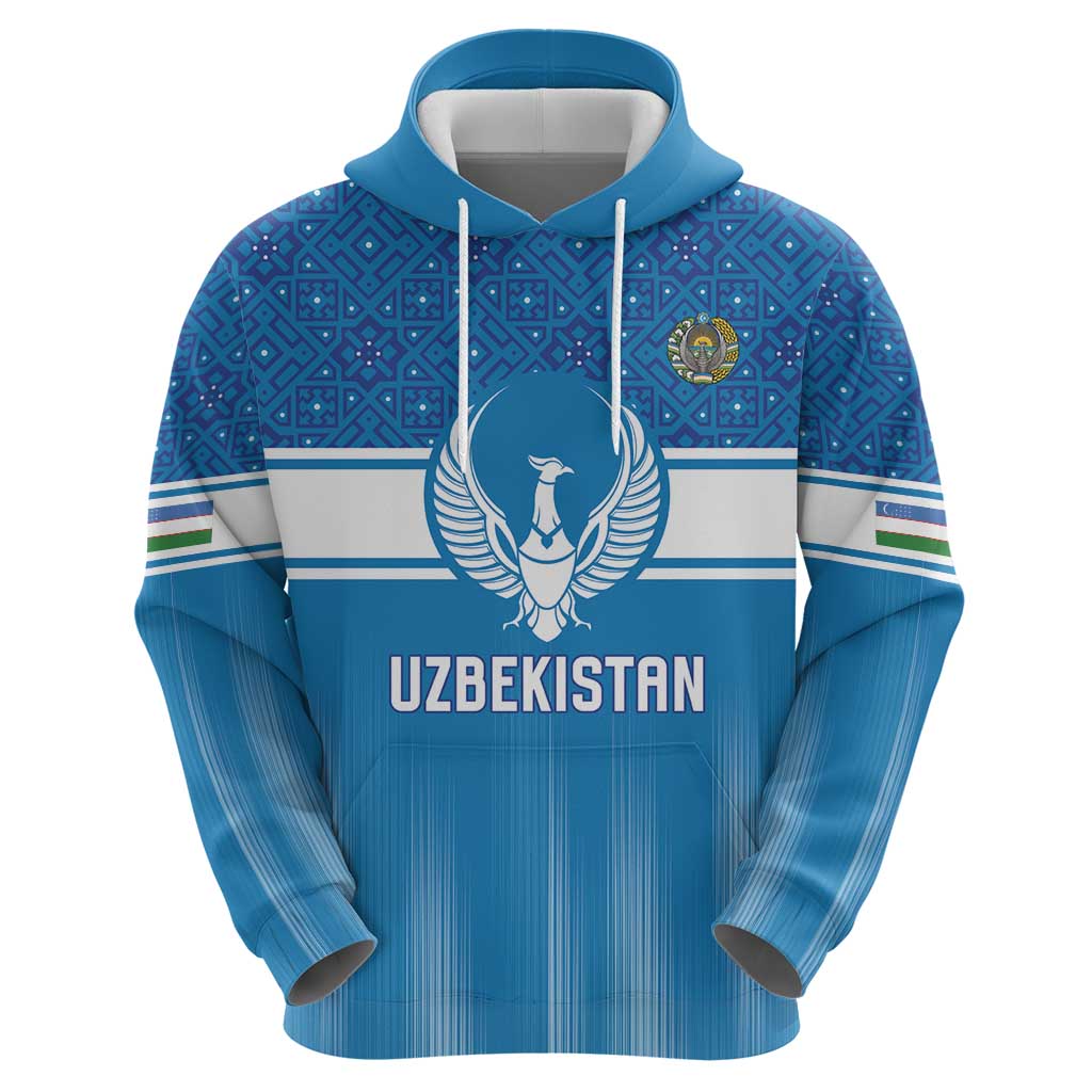 Custom World Football 2026 Uzbekistan Hoodie Uzbek Ikat Pattern with Humo Bird - Wonder Print Shop