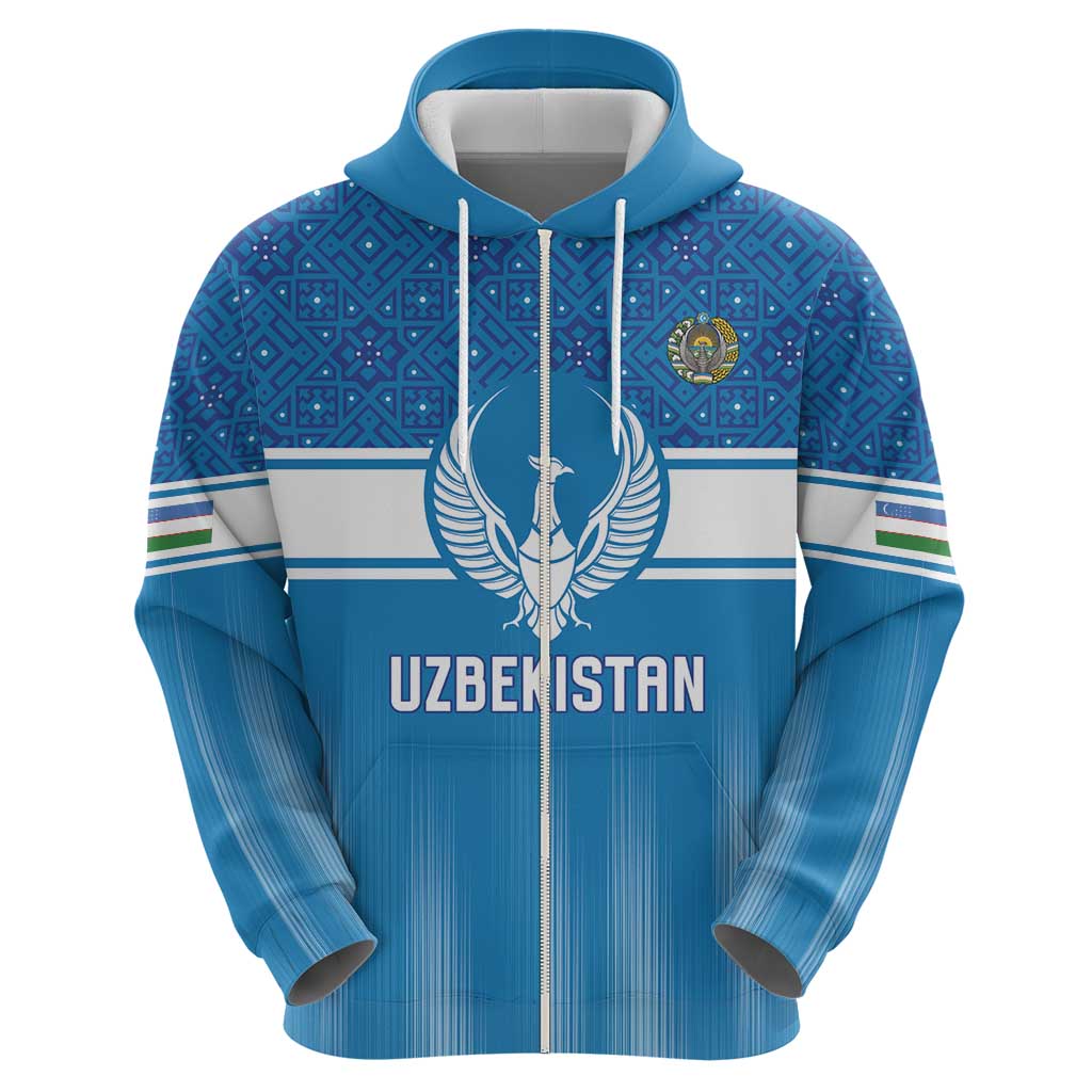 Custom World Football 2026 Uzbekistan Hoodie Uzbek Ikat Pattern with Humo Bird - Wonder Print Shop