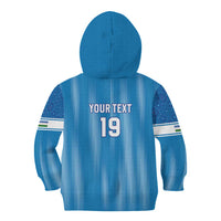 Custom World Football 2026 Uzbekistan Kid Hoodie Uzbek Ikat Pattern with Humo Bird - Wonder Print Shop