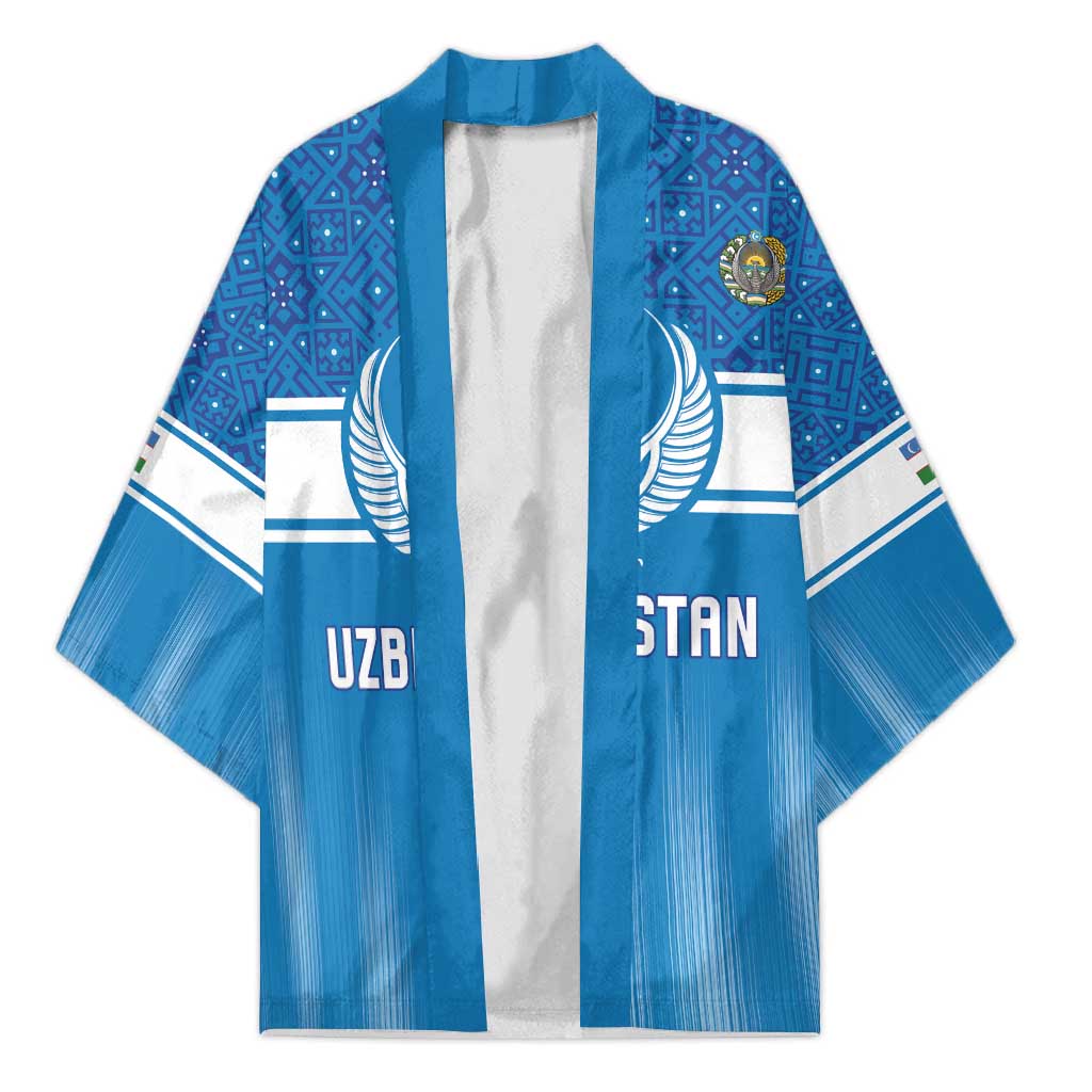 Custom World Football 2026 Uzbekistan Kimono Uzbek Ikat Pattern with Humo Bird - Wonder Print Shop