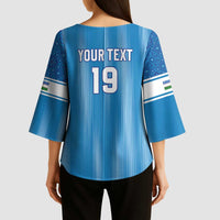 Custom World Football 2026 Uzbekistan Kimono Sleeve Blouse Uzbek Ikat Pattern with Humo Bird - Wonder Print Shop