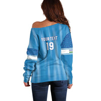 Custom World Football 2026 Uzbekistan Off Shoulder Sweater Uzbek Ikat Pattern with Humo Bird - Wonder Print Shop