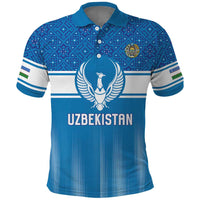 Custom World Football 2026 Uzbekistan Polo Shirt Uzbek Ikat Pattern with Humo Bird - Wonder Print Shop