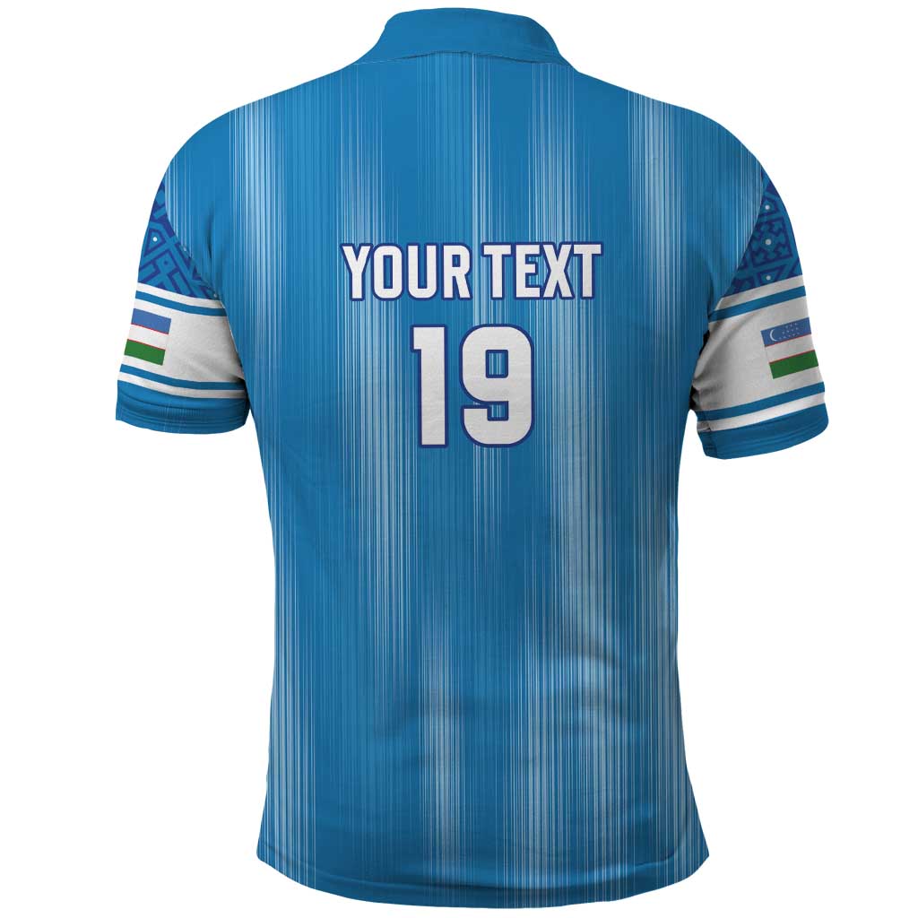 Custom World Football 2026 Uzbekistan Polo Shirt Uzbek Ikat Pattern with Humo Bird - Wonder Print Shop
