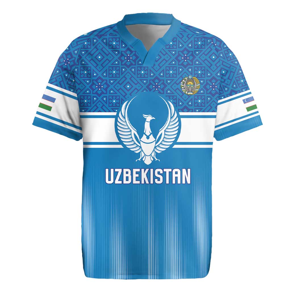 Custom World Football 2026 Uzbekistan Rugby Jersey Uzbek Ikat Pattern with Humo Bird - Wonder Print Shop