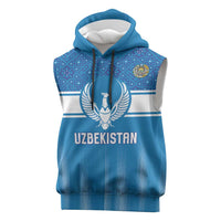 Custom World Football 2026 Uzbekistan Sleeveless Hoodie Uzbek Ikat Pattern with Humo Bird - Wonder Print Shop