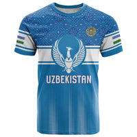 Custom World Football 2026 Uzbekistan T Shirt Uzbek Ikat Pattern with Humo Bird - Wonder Print Shop