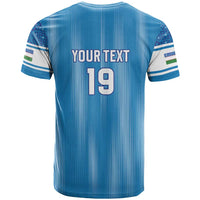 Custom World Football 2026 Uzbekistan T Shirt Uzbek Ikat Pattern with Humo Bird - Wonder Print Shop