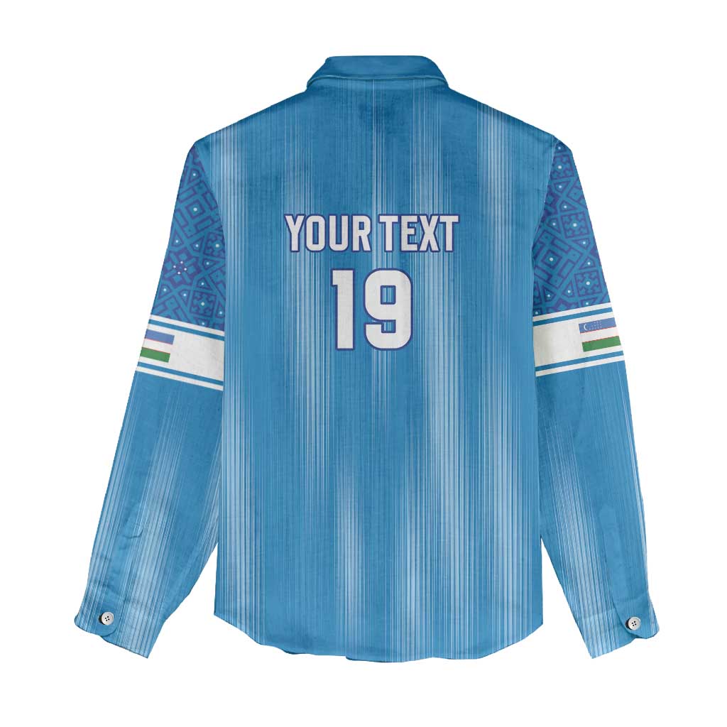 Custom World Football 2026 Uzbekistan Women Casual Shirt Uzbek Ikat Pattern with Humo Bird - Wonder Print Shop