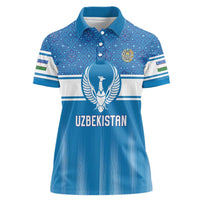 Custom World Football 2026 Uzbekistan Women Polo Shirt Uzbek Ikat Pattern with Humo Bird - Wonder Print Shop