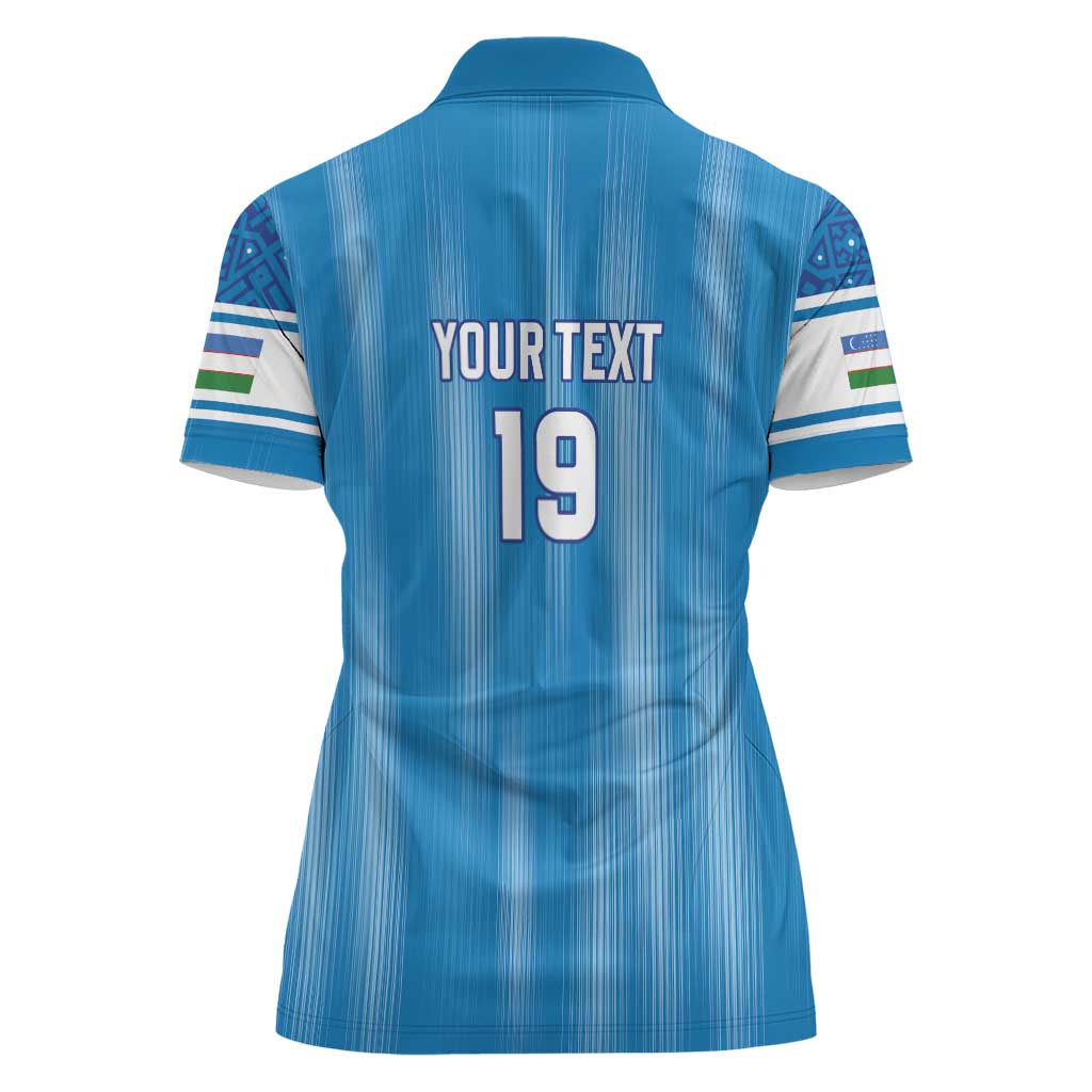 Custom World Football 2026 Uzbekistan Women Polo Shirt Uzbek Ikat Pattern with Humo Bird - Wonder Print Shop