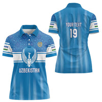 Custom World Football 2026 Uzbekistan Women Polo Shirt Uzbek Ikat Pattern with Humo Bird - Wonder Print Shop