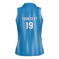 Custom World Football 2026 Uzbekistan Women Sleeveless Polo Shirt Uzbek Ikat Pattern with Humo Bird - Wonder Print Shop