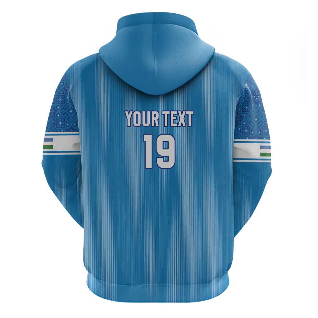 Custom World Football 2026 Uzbekistan Zip Hoodie Uzbek Ikat Pattern with Humo Bird - Wonder Print Shop