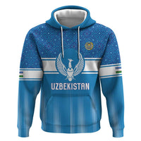 Custom World Football 2026 Uzbekistan Zip Hoodie Uzbek Ikat Pattern with Humo Bird - Wonder Print Shop